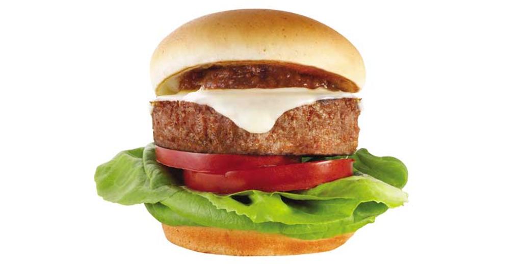 摩斯漢堡為搶攻蔬食商機，採用「Beyond Meat未來漢堡肉」為食材，於6/6日起於5家門市以「限量限定」方式推出「摩力蔬食堡」。圖：摩斯漢堡提供