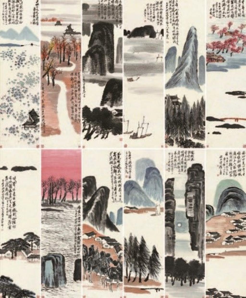 說明:齊白石1925年山水十二屏拍賣紀錄及齊白石1922年作山水合冊拍賣紀錄對照表。圖/帝圖藝術拍賣提供