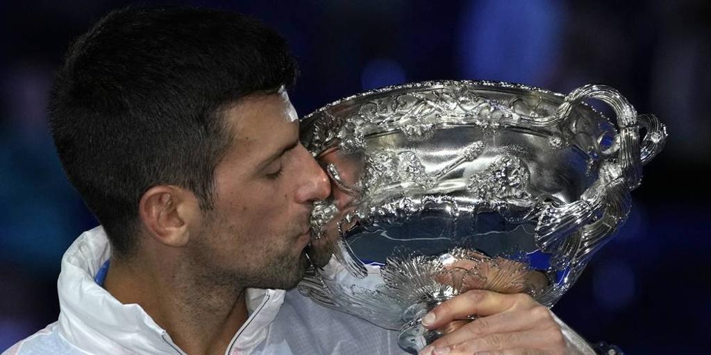 塞爾維亞網球名將喬科維奇追平西班牙名將納達爾生涯22座大滿貫賽冠軍的紀錄。圖／美聯社