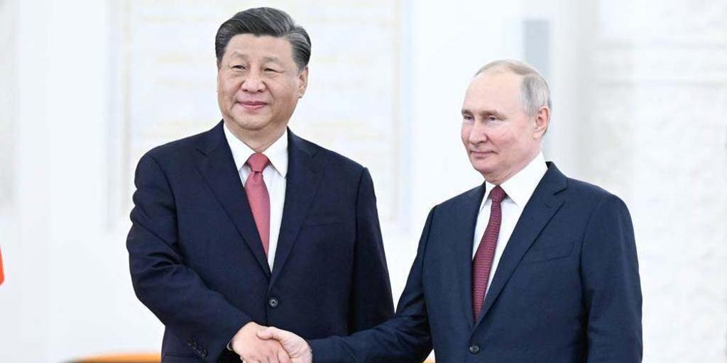 圖為中國國家主席習近平（左）今年3月在莫斯科與俄羅斯總統普丁舉行會談。圖／新華社
