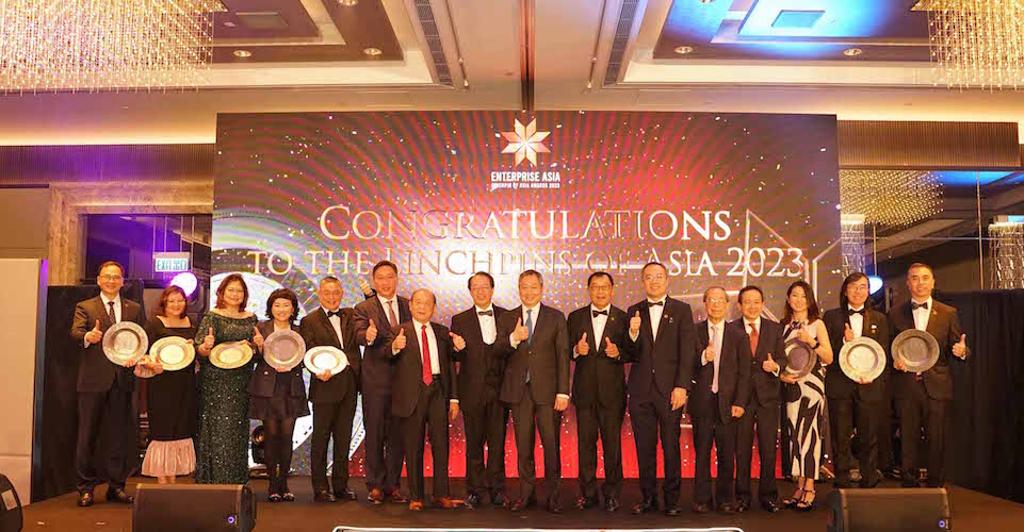      2023 年亞洲磐石獎在香港頒獎，香港鴻福堂、百事可樂等企業獲獎。圖／亞洲企業商會提供