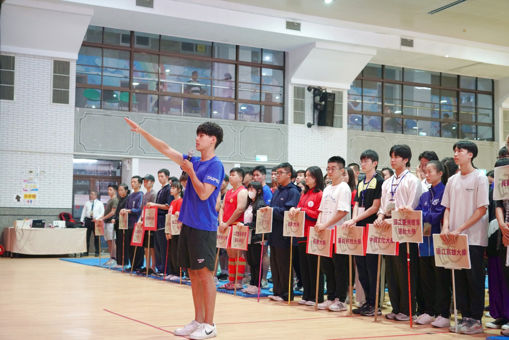 育達科大休運系參賽選手楊智崴同學代表全體選手進行運動員宣誓。圖／育達科技大學提供