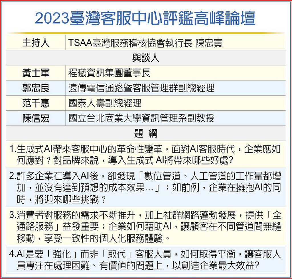 2023臺灣客服中心評鑑高峰論壇
