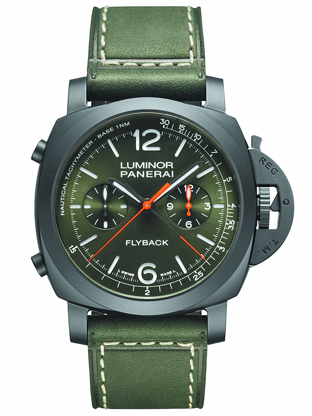 沛納海Luminor Chrono(PAM01498)腕表,搶先店上獨賣。圖/Panerai提供
