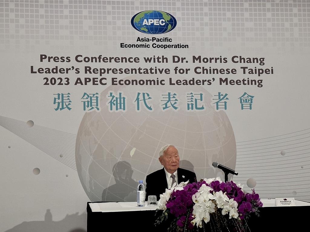 APEC領袖代表張忠謀回應台積電相關議題。圖／曹悅華