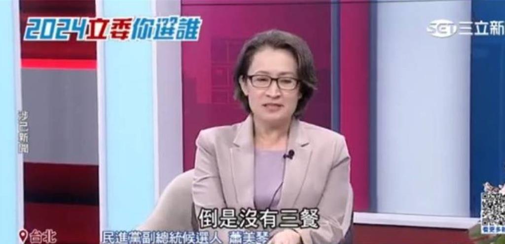 民進黨副總統參選人蕭美琴昨晚接受三立節目專訪，侃侃而談避免雙重課稅幕後辛酸。圖／翻攝自三立電視