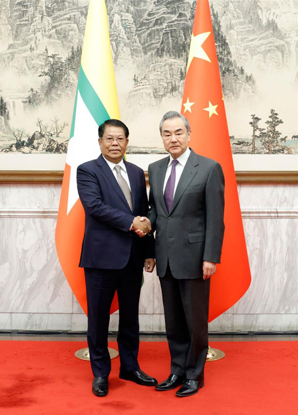 王毅會見緬甸副總理兼外長丹穗籲徹底剷除網賭電詐毒瘤。（大陸外交部）