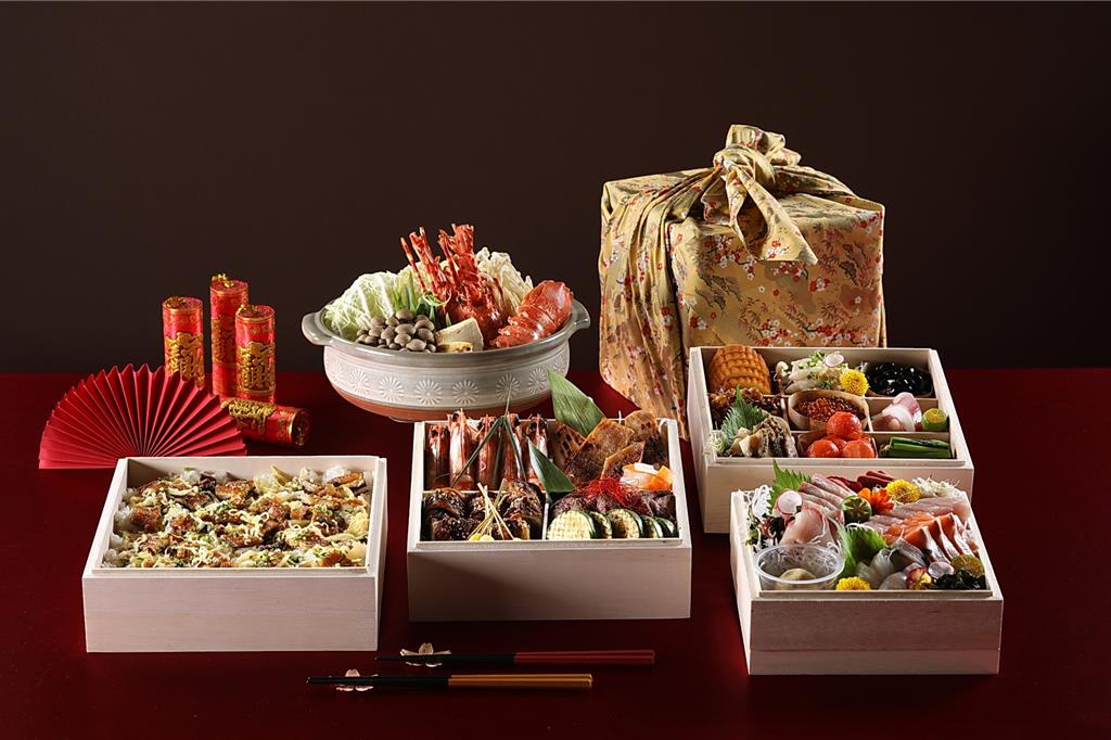 新竹老爺「中山廳」 推出「重箱」御節料理，網羅時令佳餚內容豐富。圖／新竹老爺酒店提供