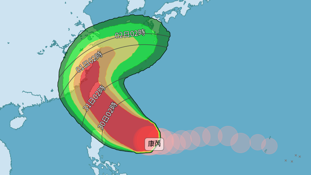 還有連放2天颱風假機會？康芮暴風圈侵襲率16地飆破90％