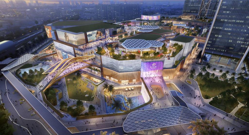 烏日高鐵站前、土地面積廣達4.8萬坪的「D-ONE第一大天地購物中心」去年6月底動工，預計2026年底營運。圖／廣三SOGO提供