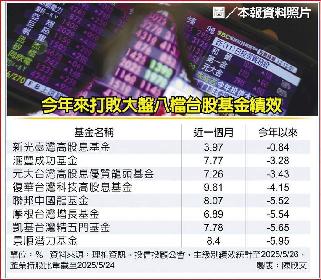 台股基金八強今年打敗大盤- 日報- 工商時報