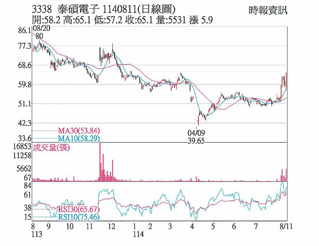 泰碩 放量上攻站回均線