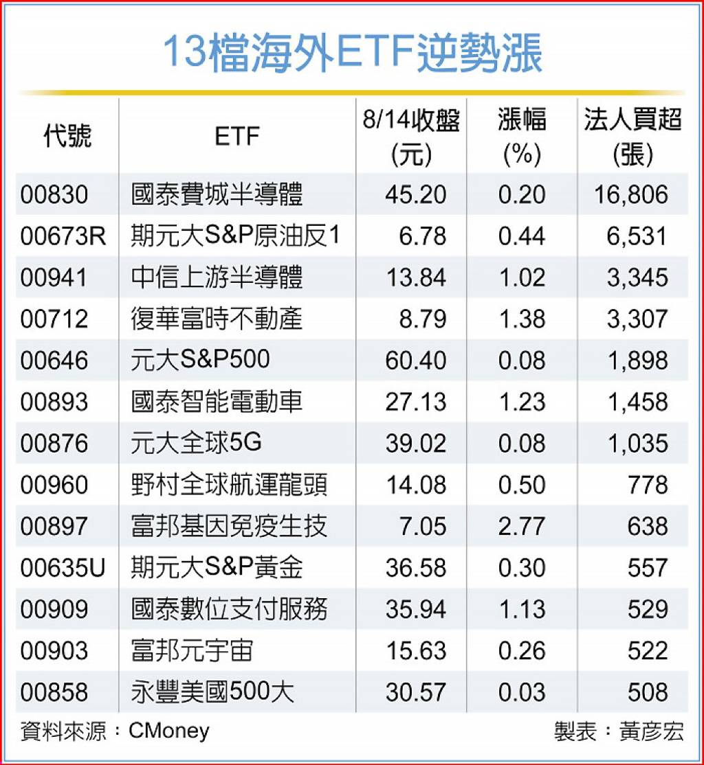 美股、海外科技ETF 帶勁
