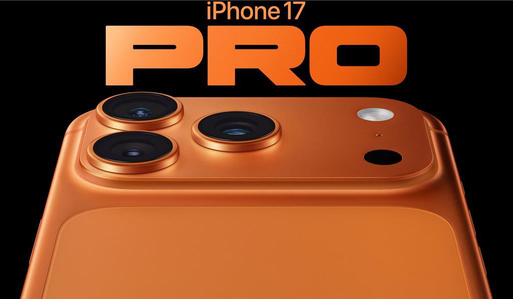 iPhone 17Pro系列配備全新的鏡頭模組，且推出新色宇宙橙色。（圖／Apple）
