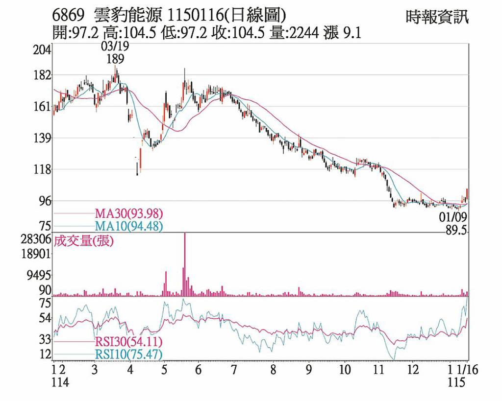 雲豹能源 缺電題材激勵