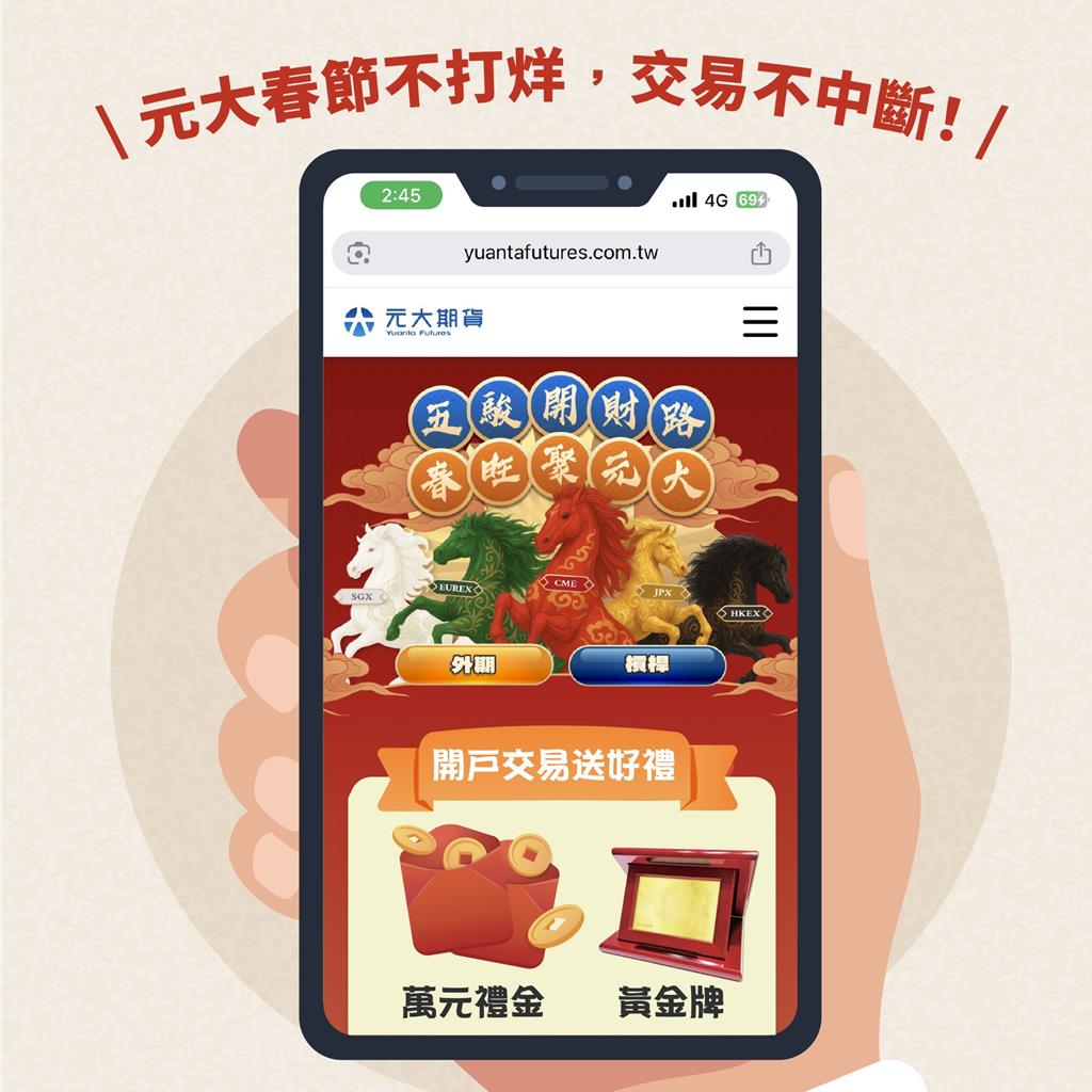元大期貨春節不休市開戶交易送黃金萬元禮- 證券- 工商時報