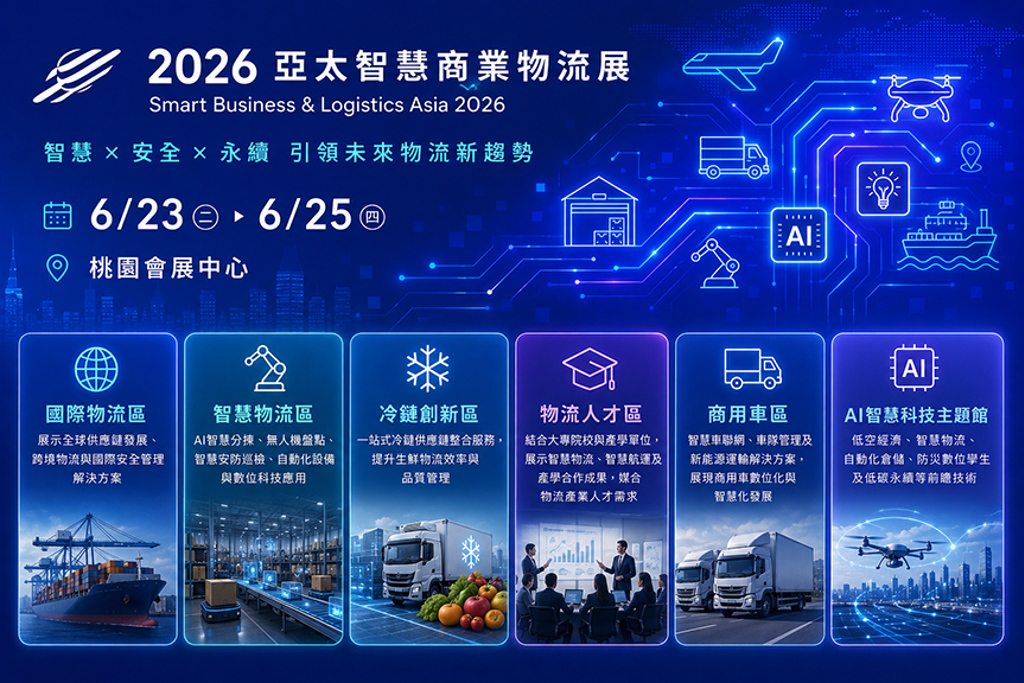 2026亞太智慧商業物流展6月23日登場 AI、冷鏈、物流、消防安全一次看