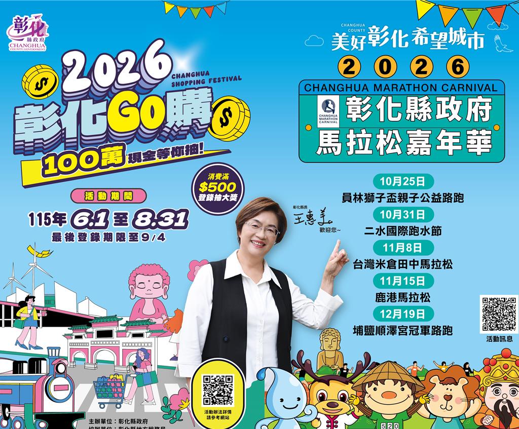 「彰化GO購」登錄抽百萬 五大特色「馬拉松」報名起跑