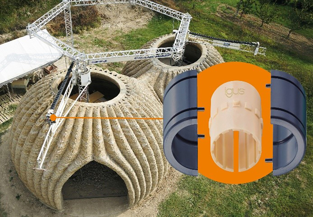 3D列印機使用黏土建造房屋 igus的免潤滑工程塑膠襯套使義大利公司WASP的3D列印機更加安全