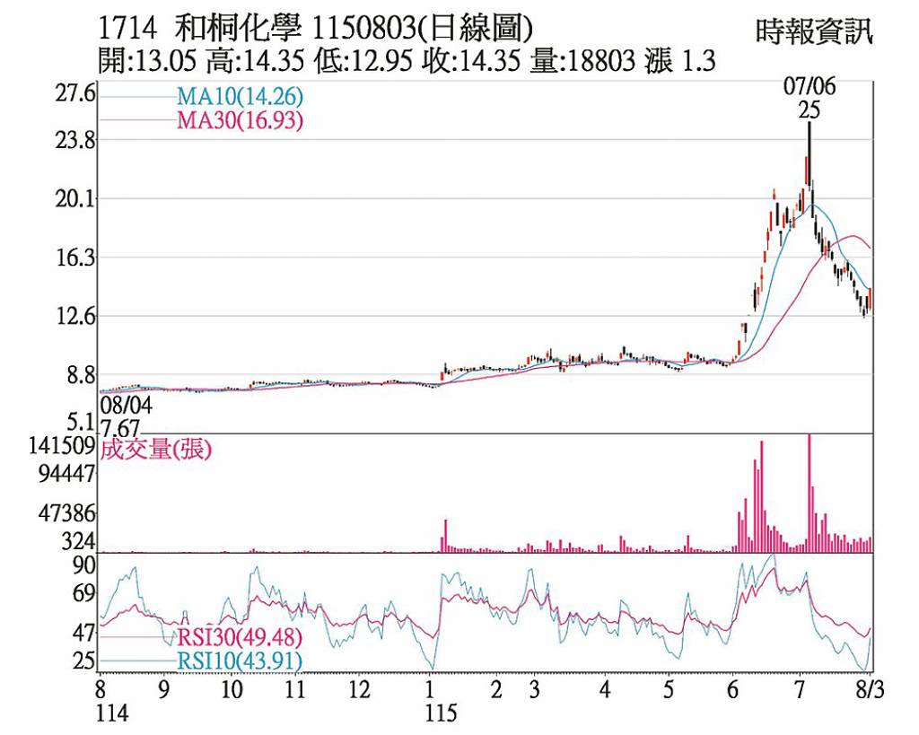 和桐 買盤進駐攻漲停