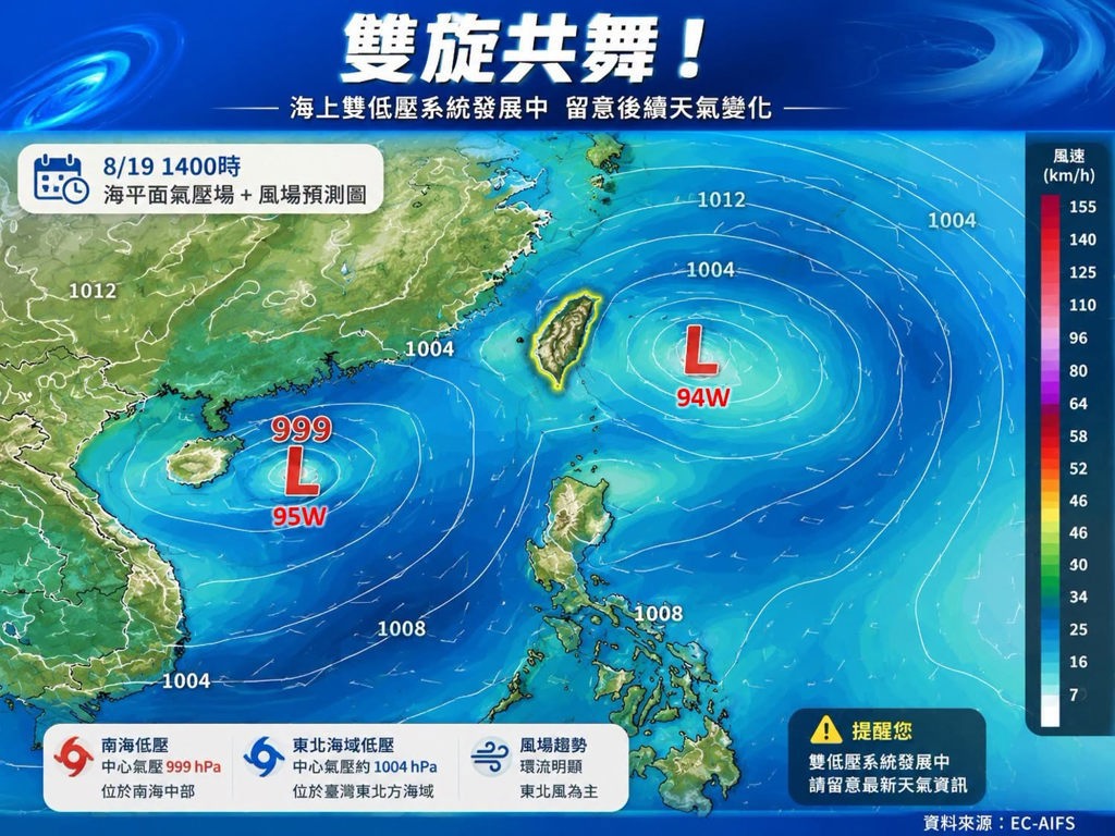 本周起有4天雨最猛!2熱低壓朝台靠近 成颱機率曝光